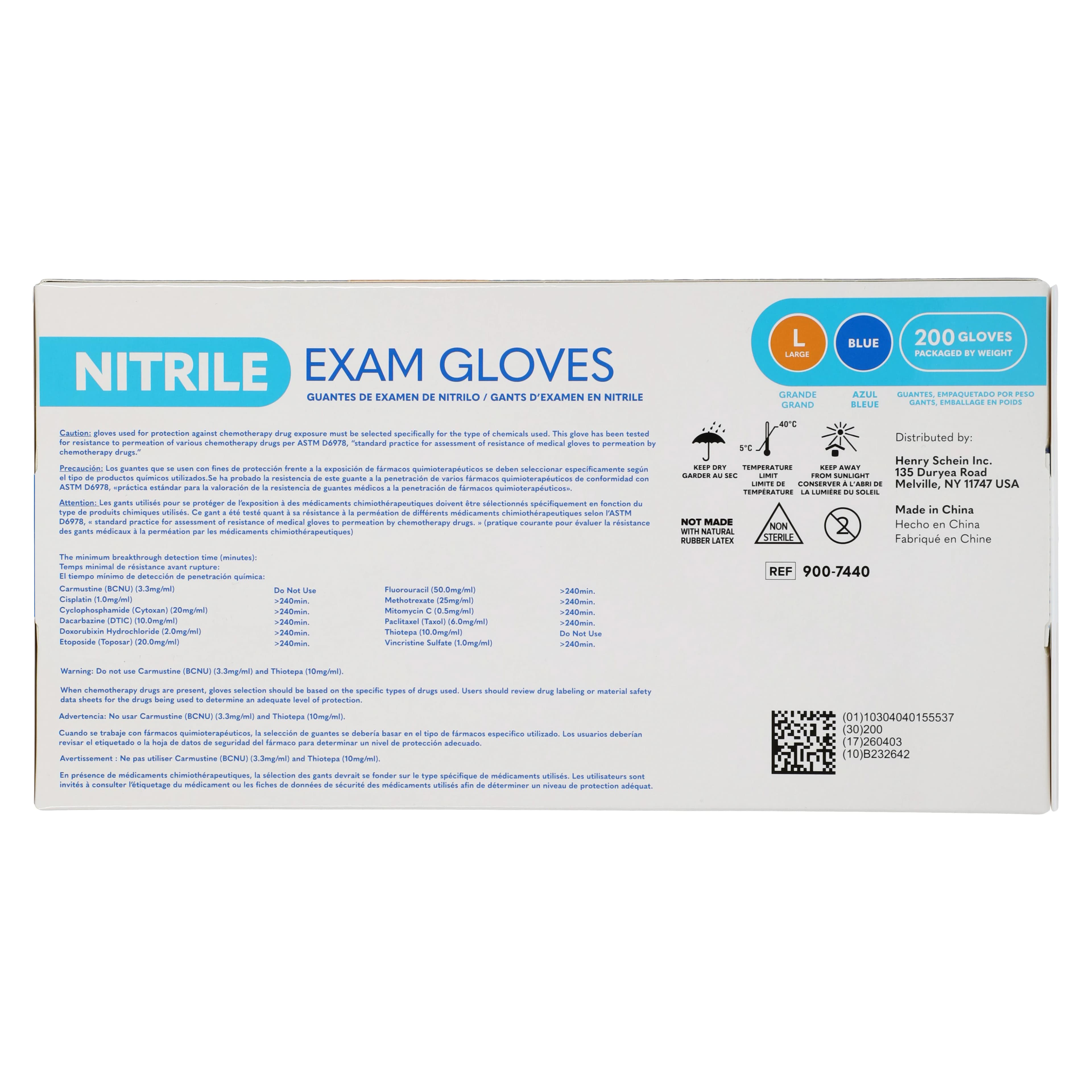 Criterion N200 Nitrile Exam Gloves, Large, Blue, Non-Sterile, 200/Box thumbnail 6