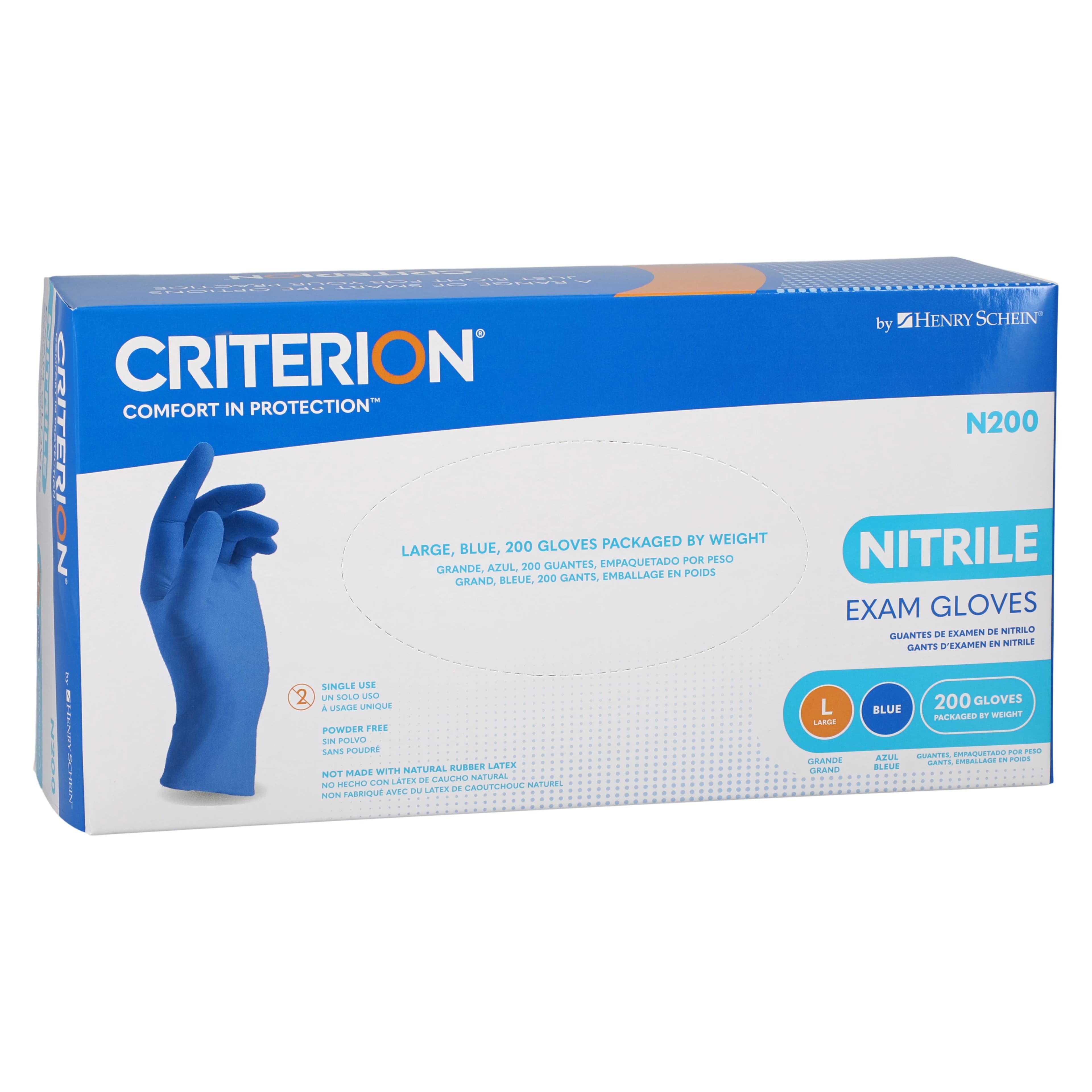 Criterion N200 Nitrile Exam Gloves, Large, Blue, Non-Sterile, 200/Box thumbnail 3