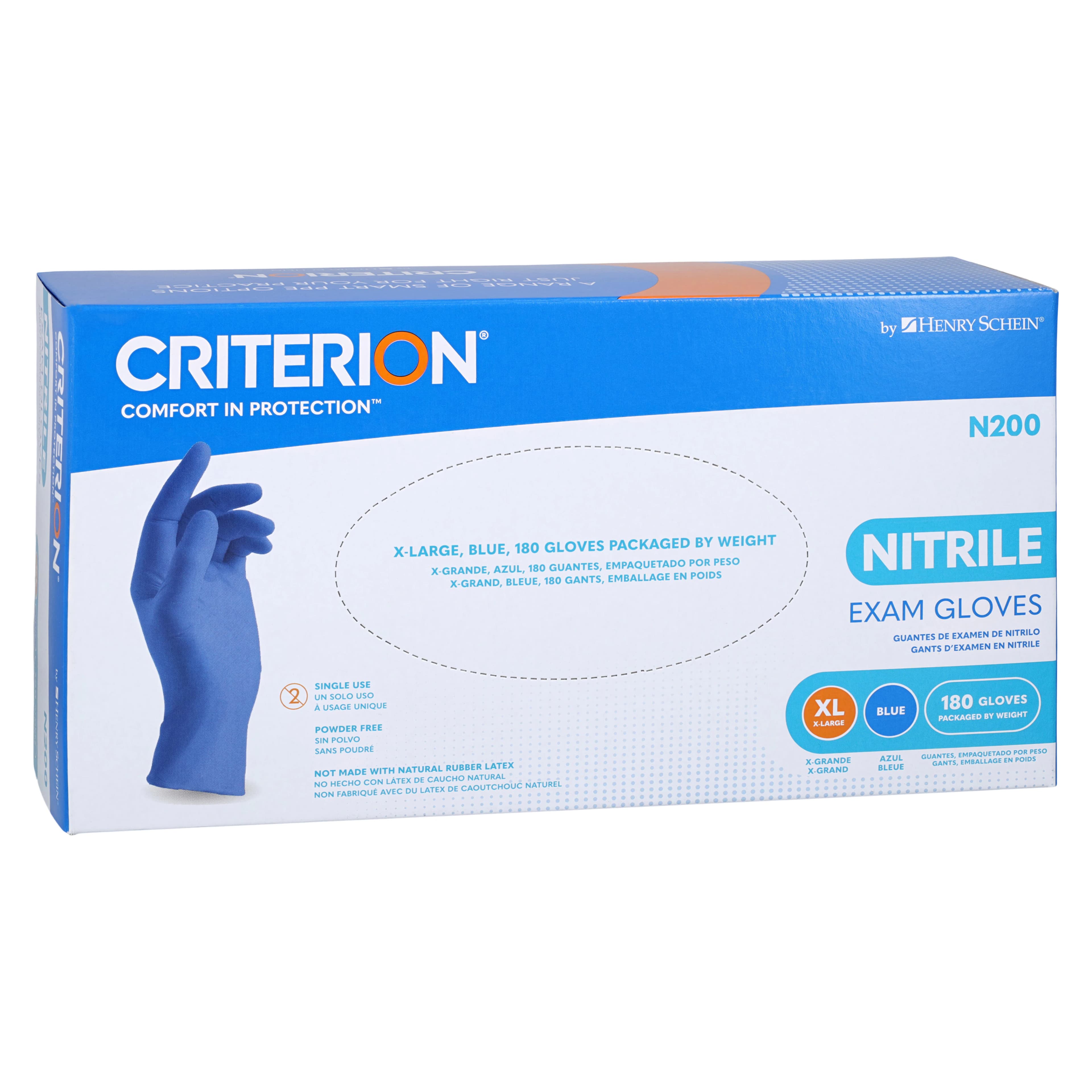 Criterion N200 Nitrile Exam Gloves, Powder Free, Non-Sterile, X-Large, Blue, 180/Box thumbnail 3