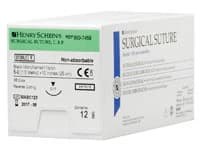 Henry Schein Black Monofilament Nylon Non-Absorbable Surgical Sutures, 5-0, 10", C-17 Precision Reverse Cutting 3/8 Circle Needle, 12/Bx thumbnail 2
