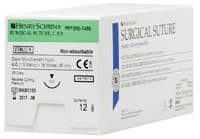 Henry Schein Black Monofilament Nylon Non-Absorbable Surgical Sutures, 4-0, 18", C-3 Precision Reverse Cutting 3/8 Circle Needle 13mm, 12/Box - Black Monofilament Nylon Non-Absorbable Surgical Sutures - Image 1