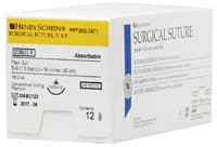 Henry Schein Plain Gut Absorbable Surgical Sutures, 5-0, 18", PC-1 Precision Conventional Cutting, 3/8 Circle Needle, 13mm, Beige, 12/Box, DSCM-13 - Plain Gut Absorbable Surgical Sutures - Image 1