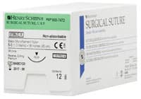 Henry Schein Black Monofilament Nylon Non-Absorbable Surgical Sutures, 5-0, 18", PC-31 Precision Reverse Cutting 3/8 Circle Needle, 18mm, 12/Box thumbnail 2