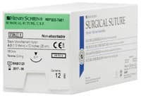 Henry Schein Black Monofilament Nylon Non-Absorbable Surgical Sutures, 2-0, 18", C-8 Reverse Cutting 3/8 Circle Needle, 26mm, 12/Box - Black Monofilament Nylon Non-Absorbable Surgical Sutures - Image 1