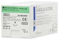 Henry Schein Black Monofilament Nylon Non-Absorbable Surgical Suture, 6-0, 18", C-1 Precision Reverse Cutting 3/8 Circle Needle, 11mm, 12/Box thumbnail 2