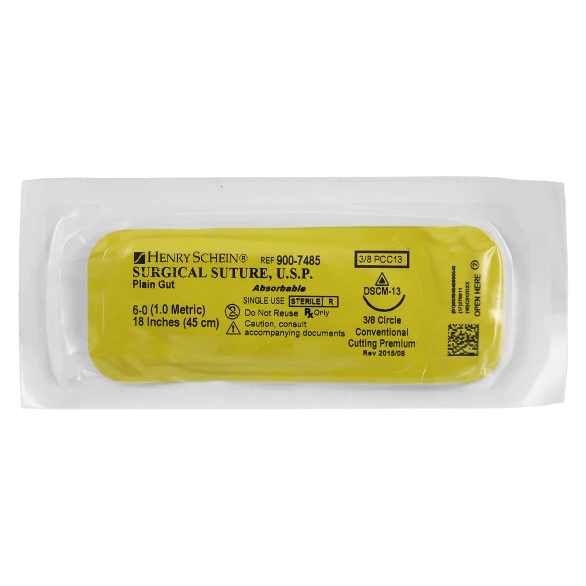 Henry Schein Plain Gut Absorbable Surgical Sutures, 6-0, 18", Monofilament, Beige, 3/8 Circle Cutting Needle, 13mm, 12/Box, DSCM-13 thumbnail 3