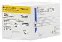 Henry Schein Plain Gut Absorbable Surgical Sutures, 6-0, 18", Monofilament, Beige, 3/8 Circle Cutting Needle, 13mm, 12/Box, DSCM-13 - Plain Gut Absorbable Surgical Sutures - Image 1