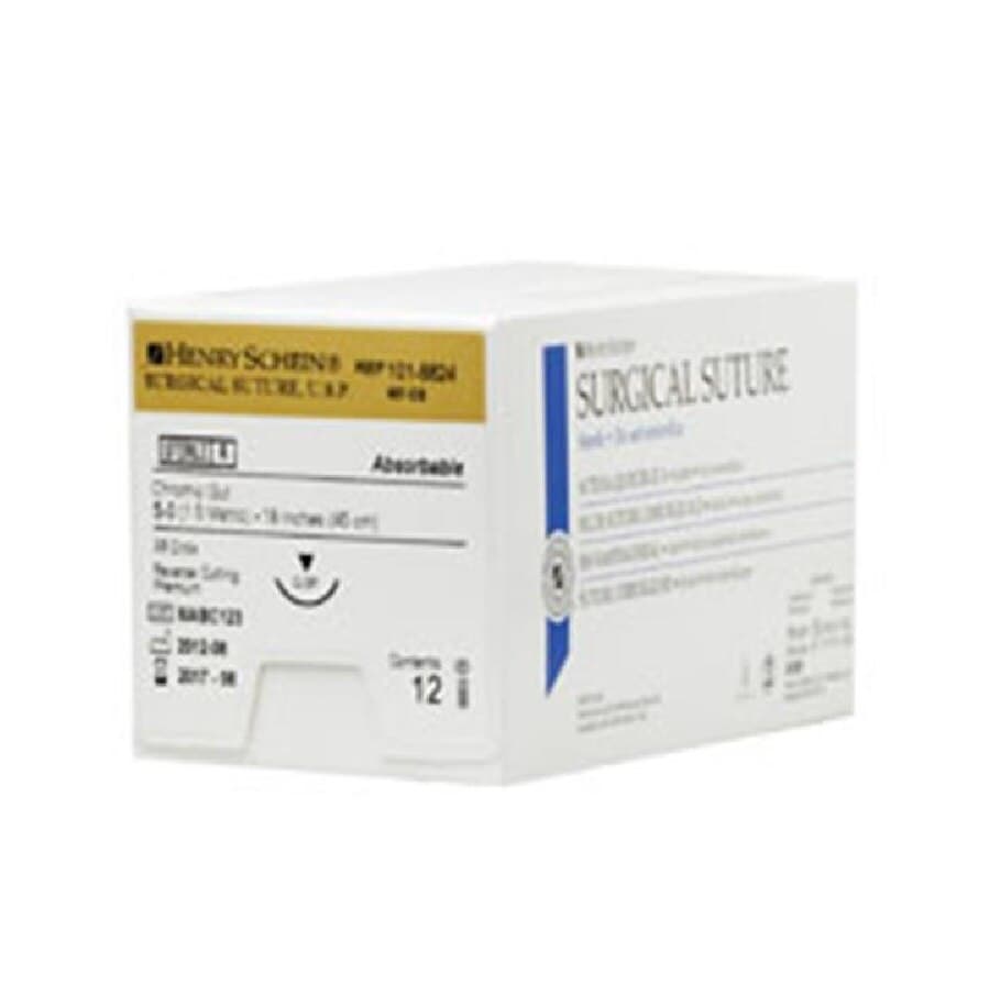 HSB Suture Chromic Gut Absorbable Surgical Sutures, 3-0, 18" C-6 Reverse Cutting, Monofilament, Undyed Beige, 12/Box thumbnail 2