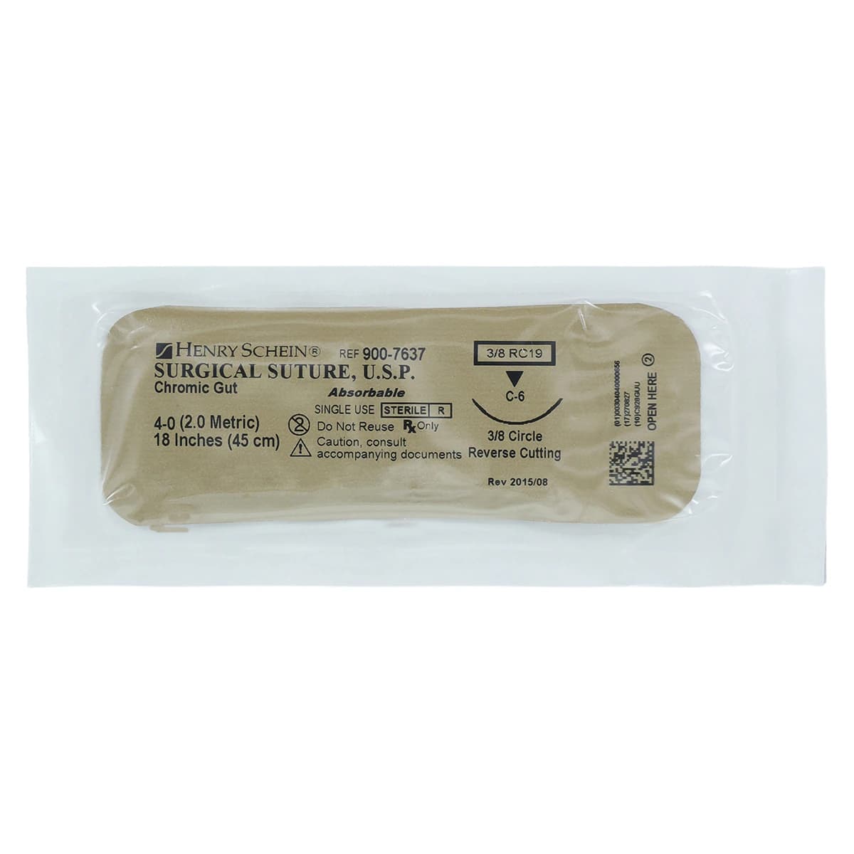 Henry Schein Chromic Gut Absorbable Surgical Sutures, 4-0, C-6 Reverse Cutting, 18" Monofilament, Undyed Beige, 12/Box thumbnail 3
