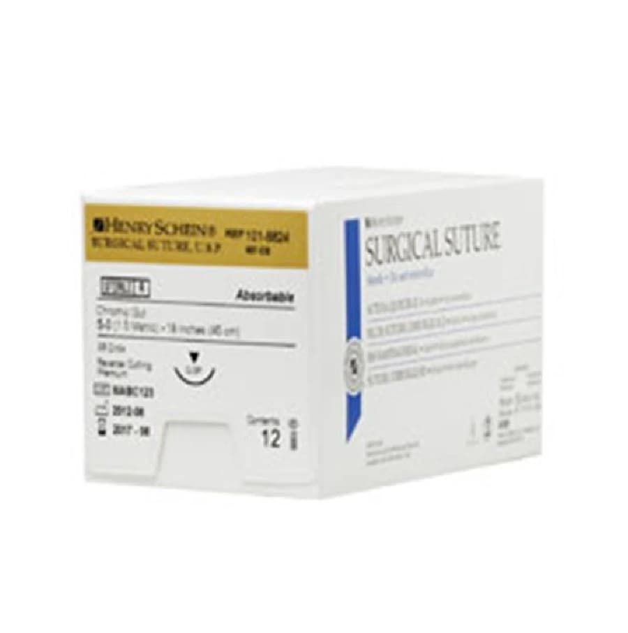 Henry Schein Chromic Gut Absorbable Surgical Sutures, 4-0, C-6 Reverse Cutting, 18" Monofilament, Undyed Beige, 12/Box thumbnail 2