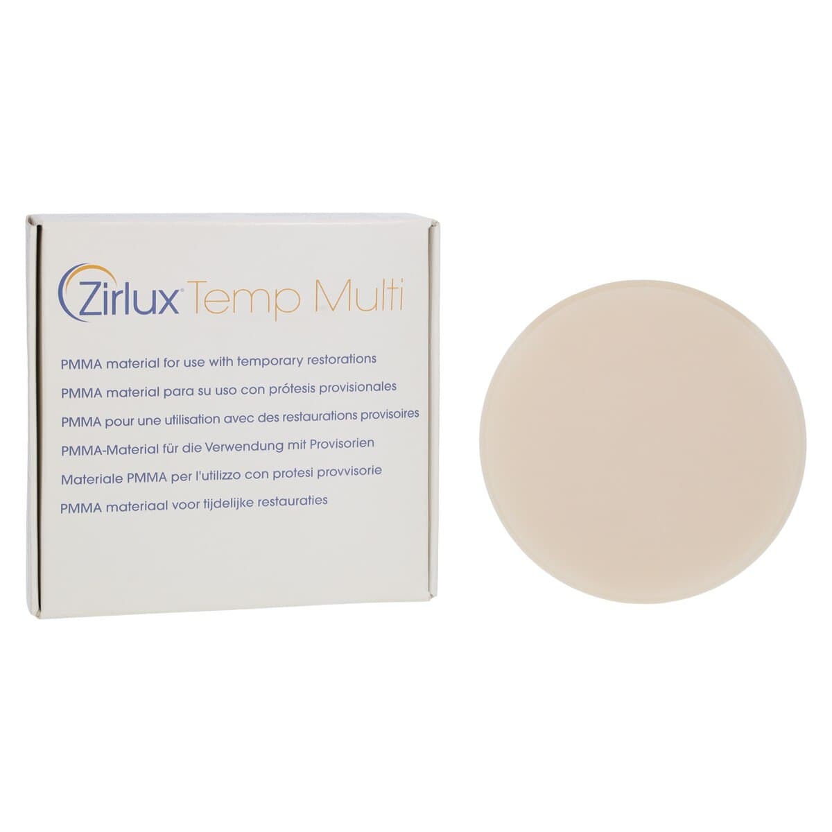 Zirlux Temp Multi PMMA Disc B1, 98x12mm, Each - Zirlux Temp Multi PMMA 98x12mm - Image 1