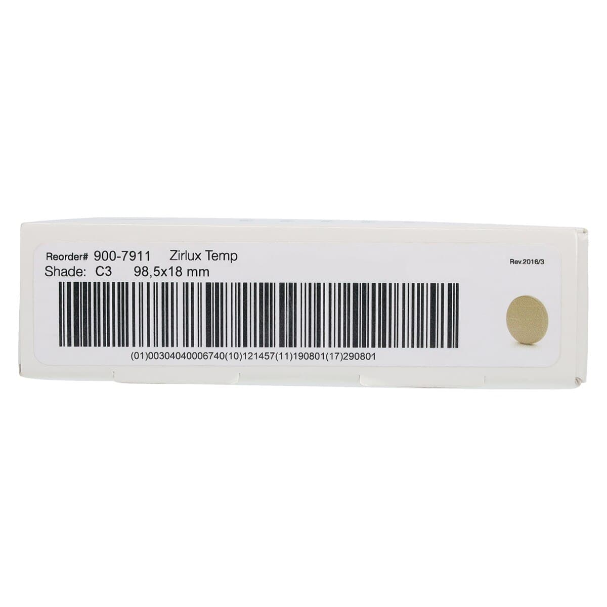 Zirlux Temp PMMA Disc C3, 98x18mm, Each thumbnail 4