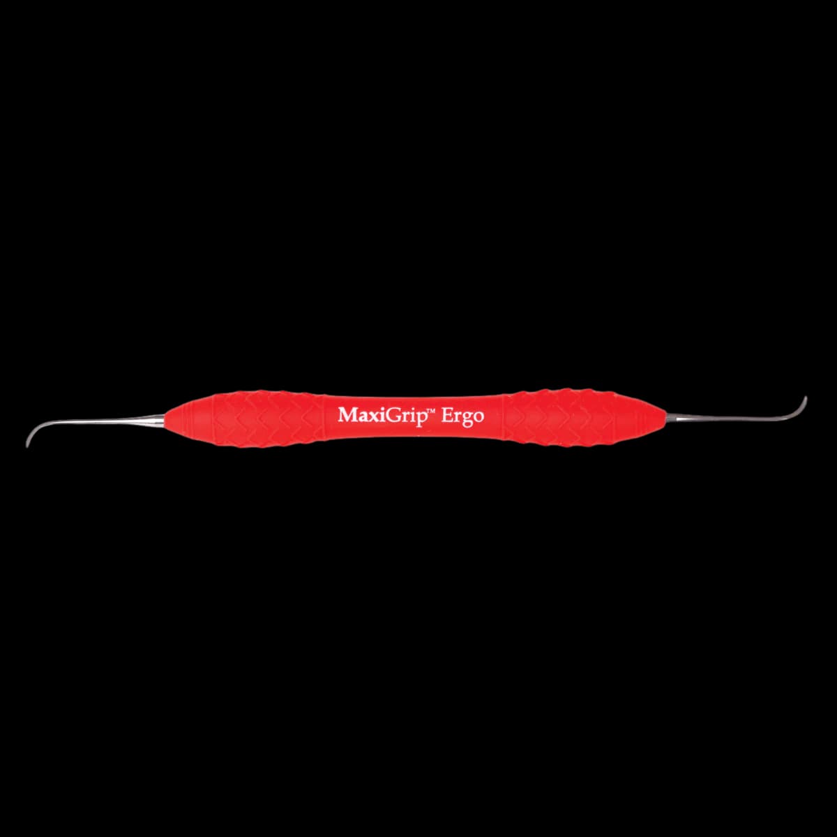 Henry Schein MaxiGrip Ergo Sickle/Nebraska Scaler Double End NEB128, Red Silicone Handle - NEB128 Scaler - Image 1