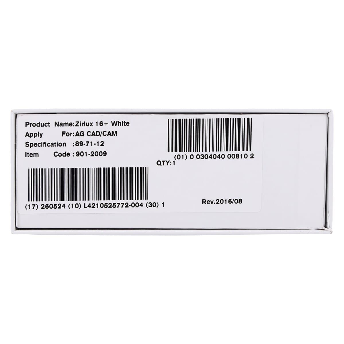 Zirlux 16+ White Zirconia Disc, 71x12mm, Each thumbnail 2