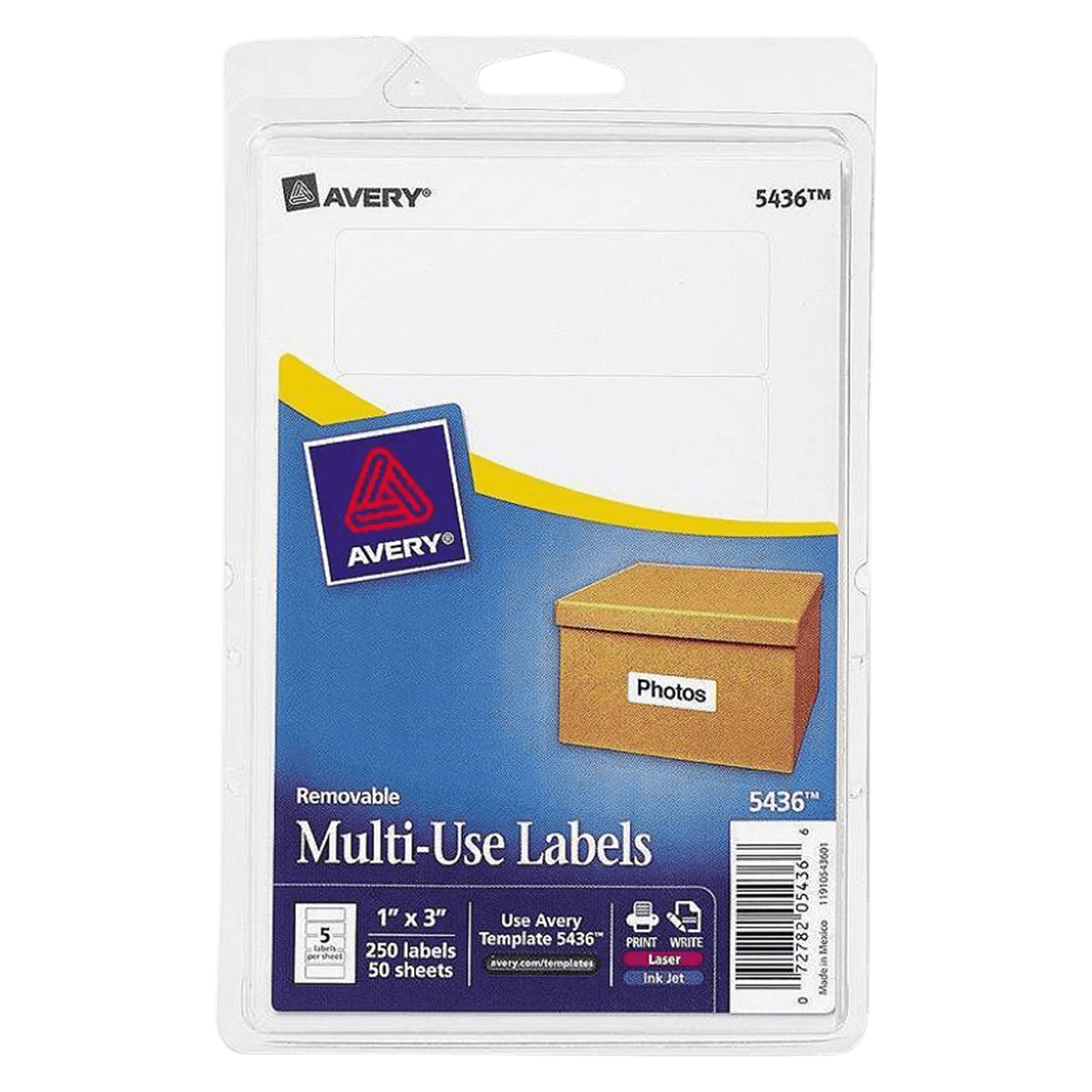 Avery Removable Multipurpose Labels, 1" x 3", White, 250/Pack - Label P/S 1x3 Wht 250/P - Image 1