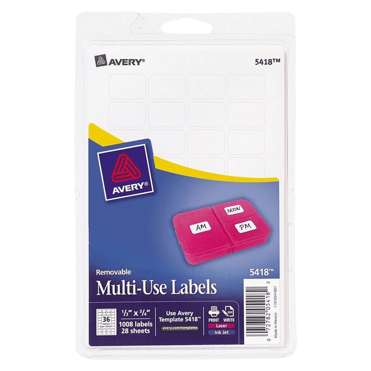 Avery Removable Multipurpose Labels, 1/2" x 3/4", White, 1008 per Pack, 1000 per Box - Label P/S 1/2x3/4 Wht 1 - Image 1