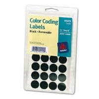 Avery Removable Color-Coding Labels, 3/4" Diameter, Black, 1000/Pack - Label P/S 3/4dia Blk 1m/ - Image 1