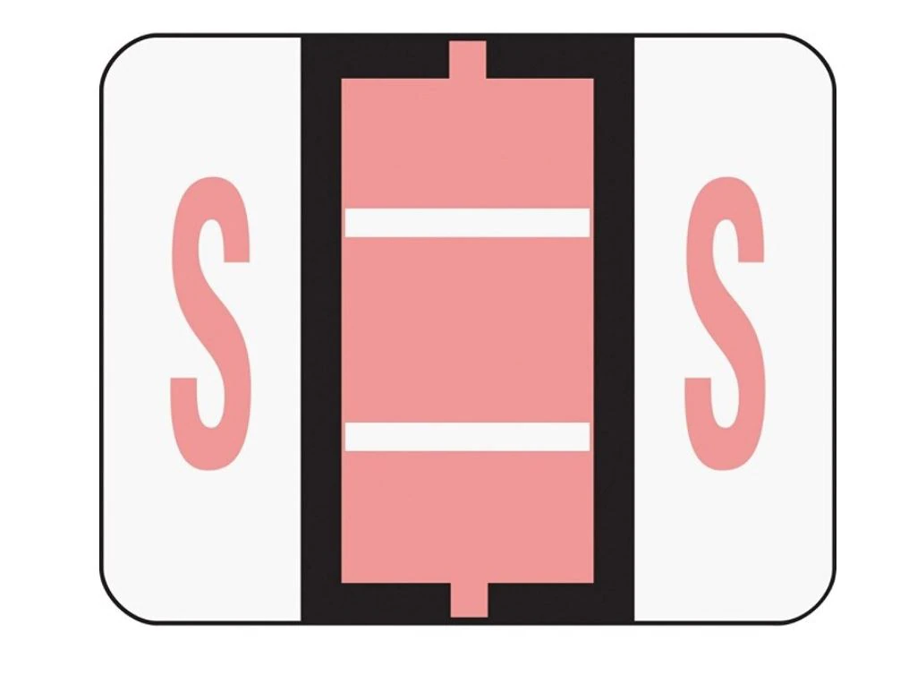 Smead BCCR Bar-Style Permanent Alphabetical Labels, Letter S, Pink, 1.25" x 1", 500/Roll, 500/Package - Labels S Pink 1.25x1 50 - Image 1