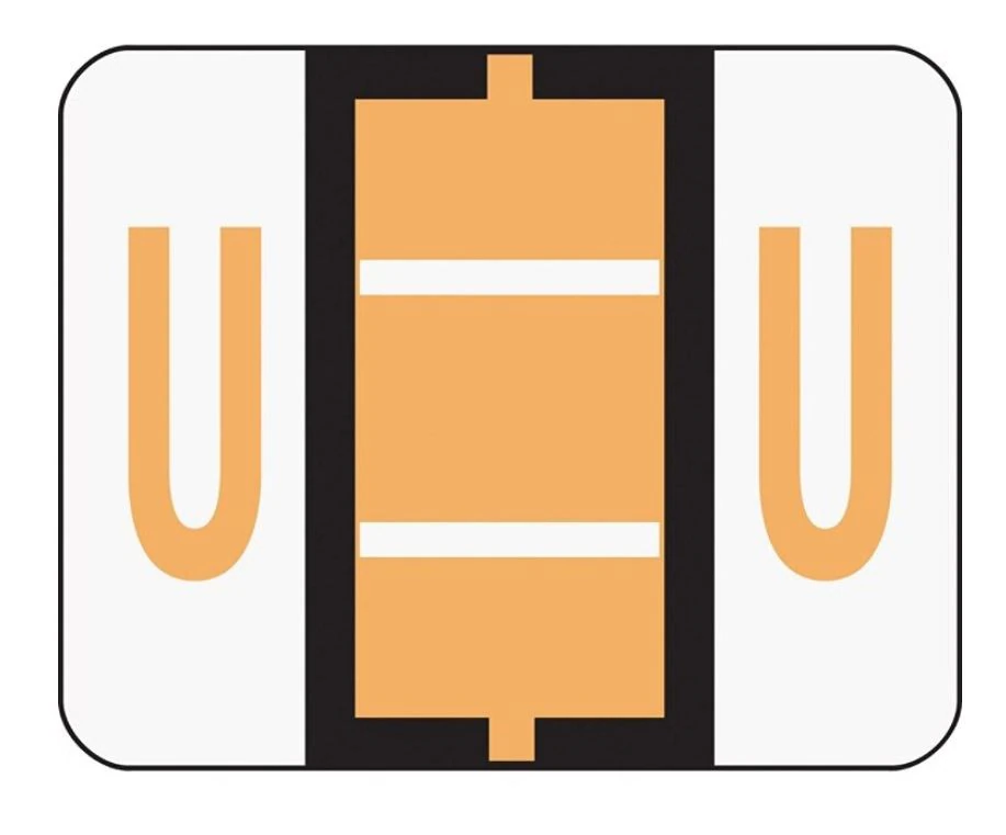 Smead Labels U Light Orange, Bar-Style Permanent Alphabetical, 1.25" x 1", 500/Roll, 500/Package - Labels U Ltorn 1.25x1 5 - Image 1