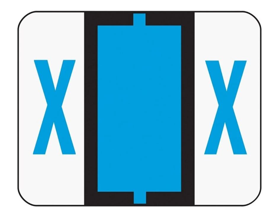 Smead BCCR Bar-Style Permanent Alphabetical Labels, X, Blue, 500/Package - Label X Blue 500ct - Image 1