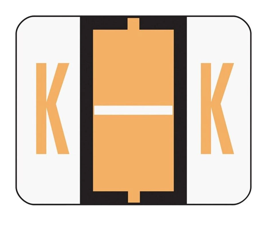 Smead Bar-Style Permanent Alphabetical Labels, Letter K, Light Orange, 1.25" x 1.5", 500/Roll, 500/Package - Labels K Ltorn 1.25x1 5 - Image 1