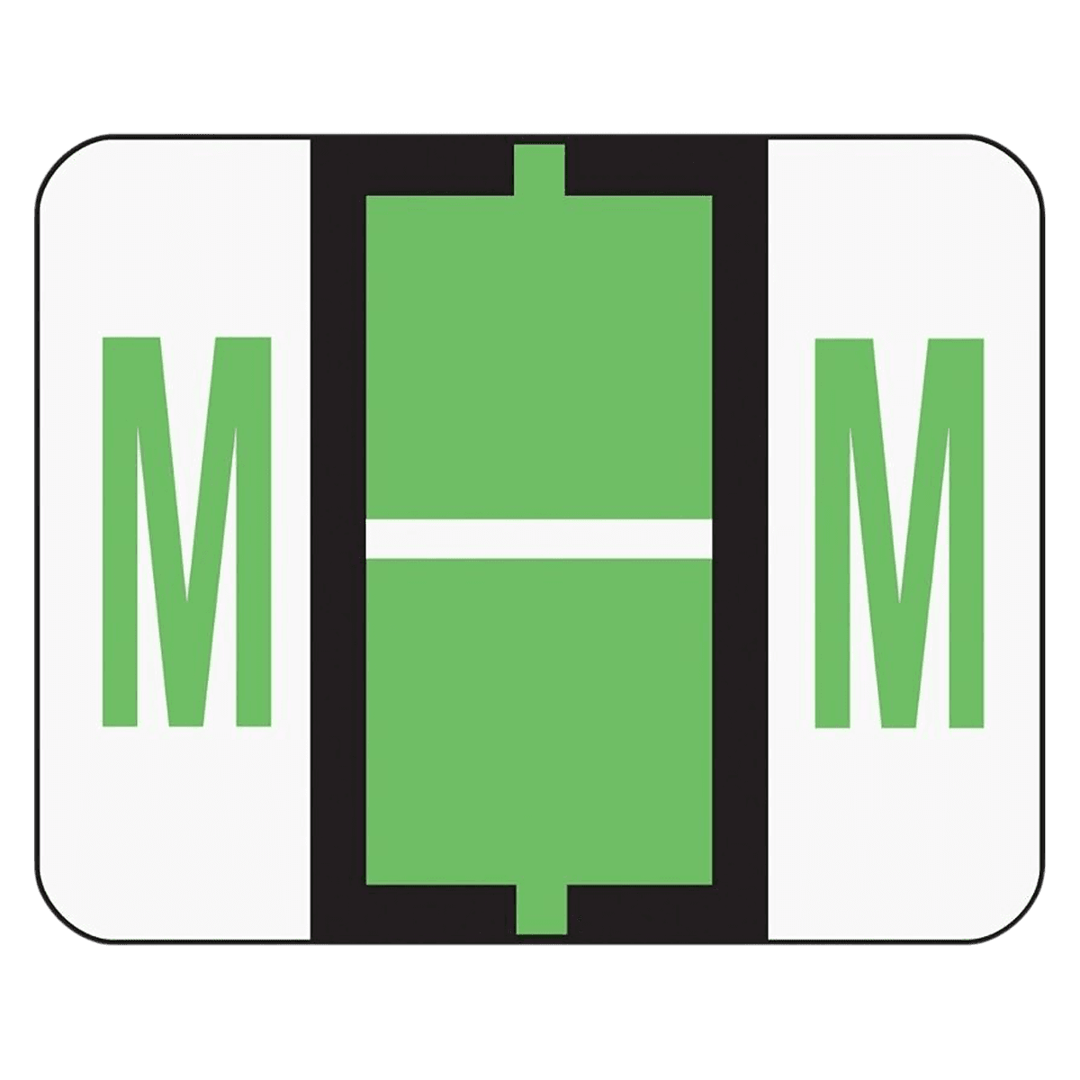 Smead Bar-Style Permanent Alphabetical Labels M, Light Green, 1.25" x 1", 500/Roll, 500/Package - Labels M Ltgrn 1.25x1 5 - Image 1