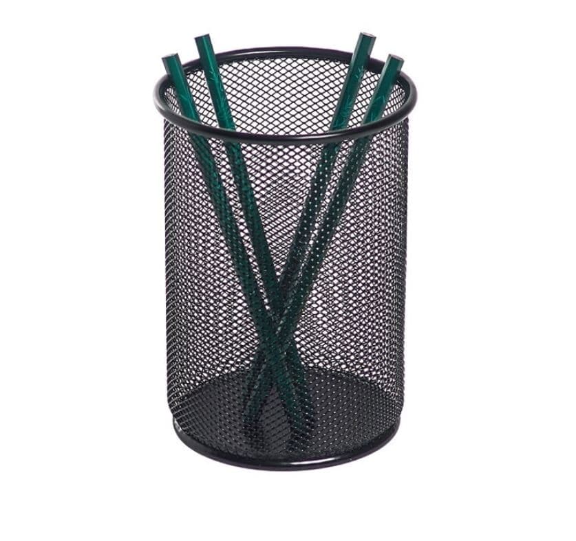 Newell Jumbo Mesh Pencil Holder, Black, 4-7/10" x 6-1/5" x 6-1/10" - HOLDER,PENCIL,JUMBO,MESH, - Image 1