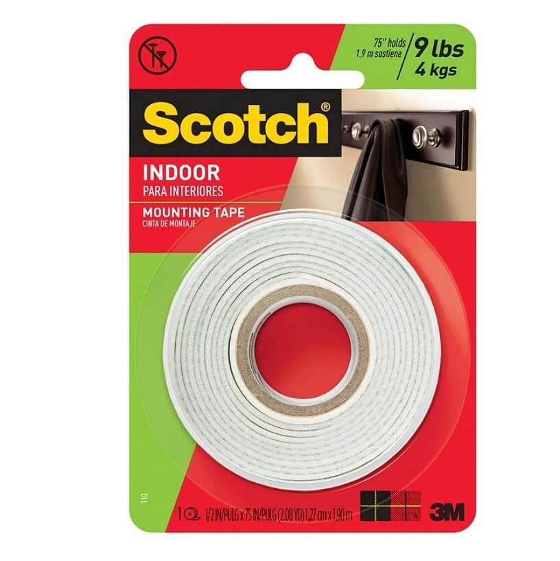 Scotch Permanent Heavy-Duty Mounting Tape, 1/2" x 75", 1 Roll - ROLLS,MOUNTING,SLF-STK,.5 - Image 1