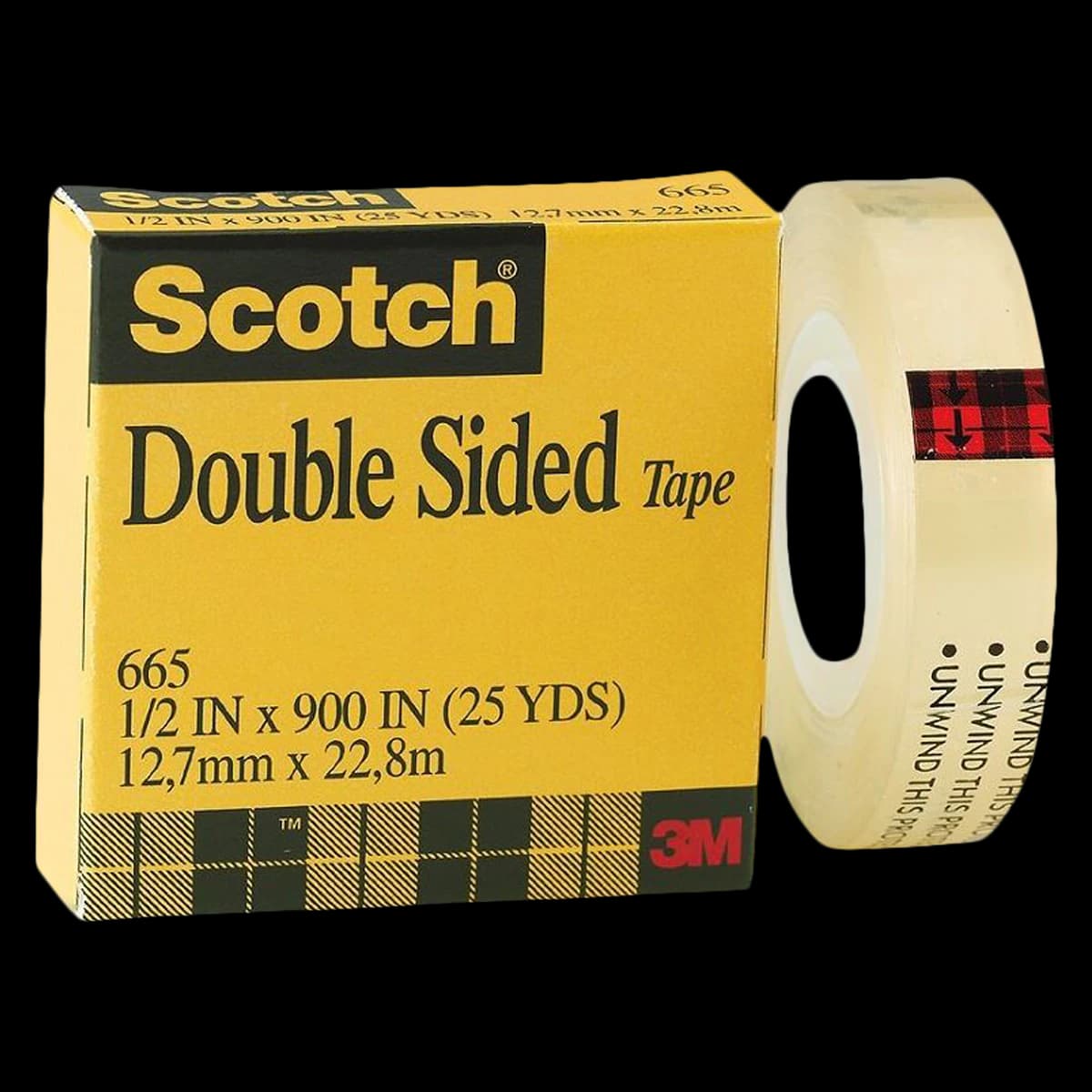 Scotch 665 Permanent Double-Sided Tape, 1/2" x 900", 1 Roll - TAPE,FILM,DBL,COAT,1/2X2 - Image 1