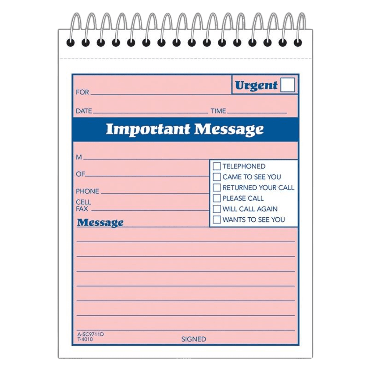 Adams "While You Were Out" Message Pad, 4" x 5.5", Pink, 50 Sheets, 1/Package - BOOK,PHONE MESSAGE,4X5.5 - Image 1
