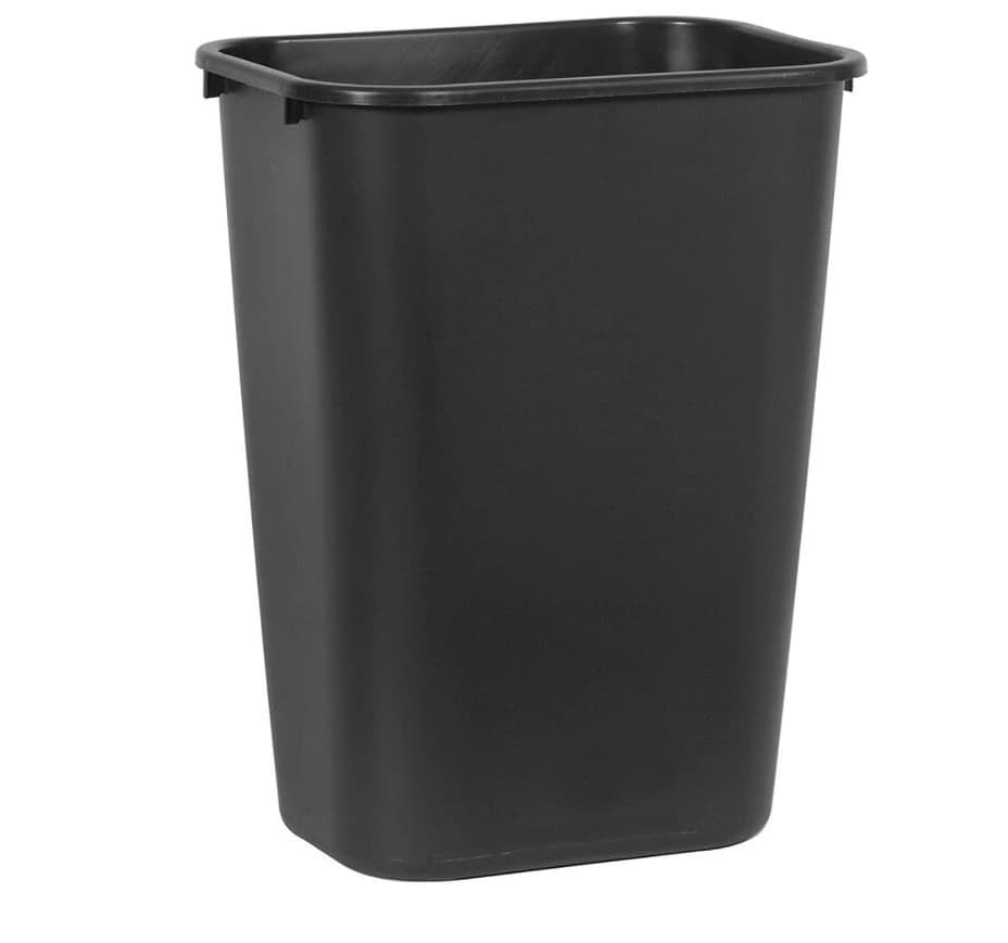 Eldon Rectangular Polyethylene Wastebasket, 41 Qt (10.25 Gal), Black, 1/Pack - WASTEBASKET,RECT,41 QT - Image 1