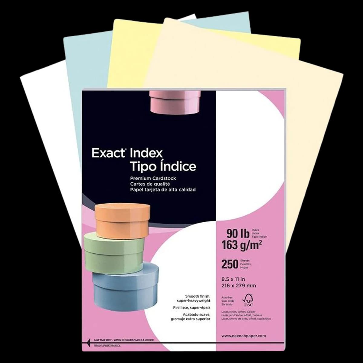 Wausau Papers Heavyweight Exact Index Card Stock, 90# Weight, 8.5" x 11", Blue, 250/Box - INDEX,90#,8.5X11,BLUE - Image 1
