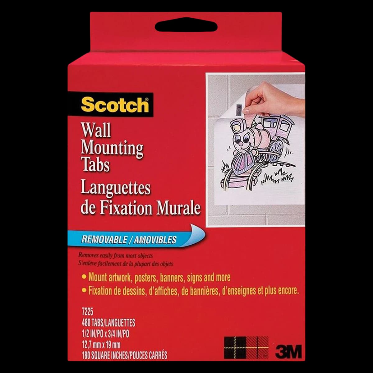 Scotch Wall Mounting Tabs, 1/2 in x 3/4 in, 480/Pack - Tabs Wall Mount 1/2x3/4 - Image 1