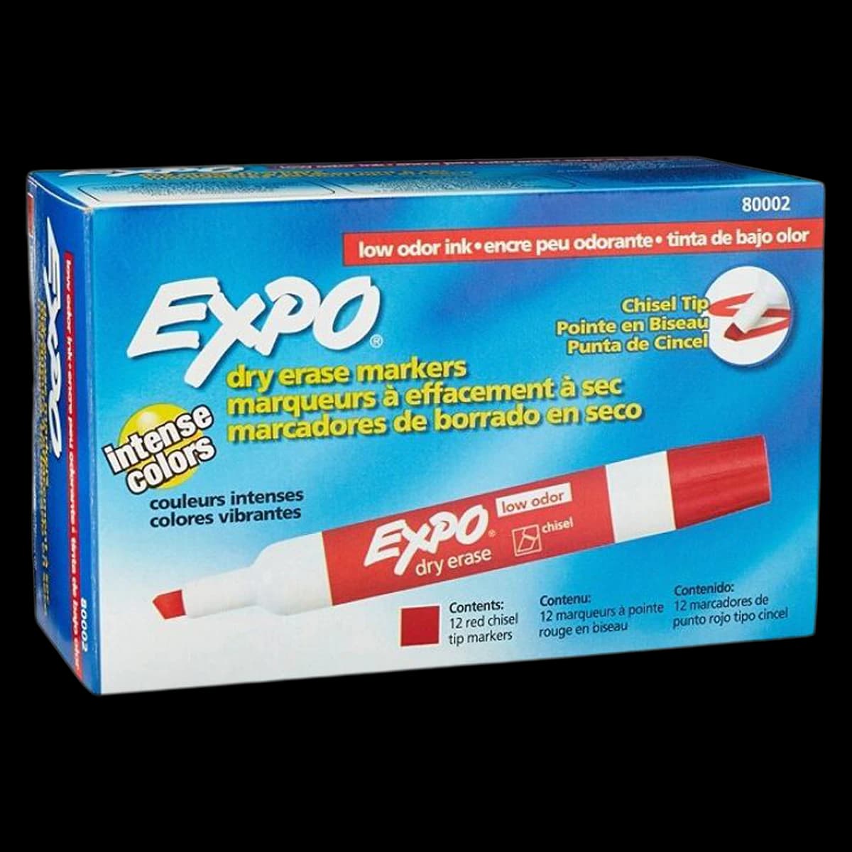 Sanford Expo 2 Low-Odor Dry-Erase Marker, Chisel Point, Red, 12/Pack - Marker Expo 2 Chisel - Image 1