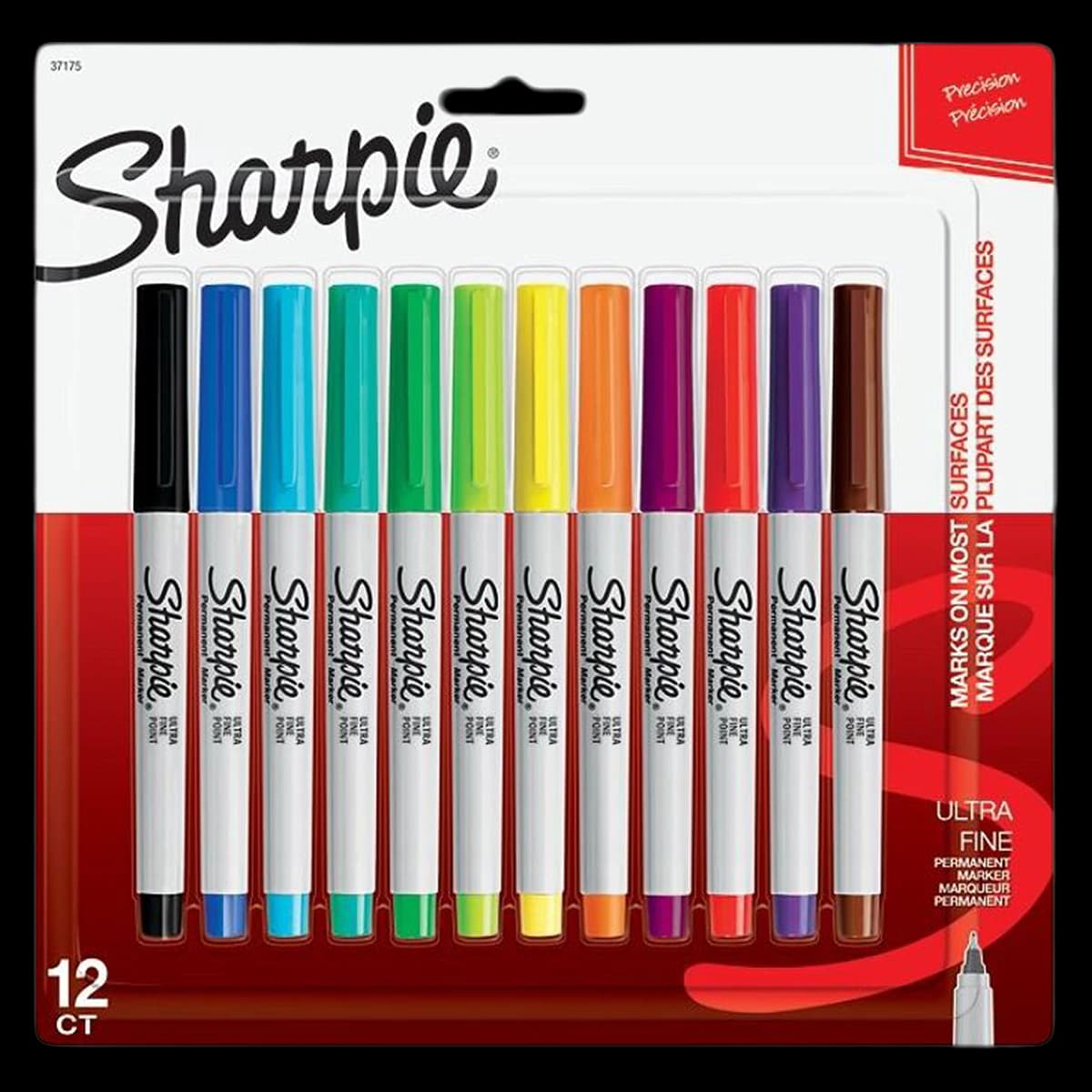 Sharpie Ultra-Fine Point Permanent Markers, Assorted Colors, 12/Pack - Marker Sharpie Uf 1 A - Image 1