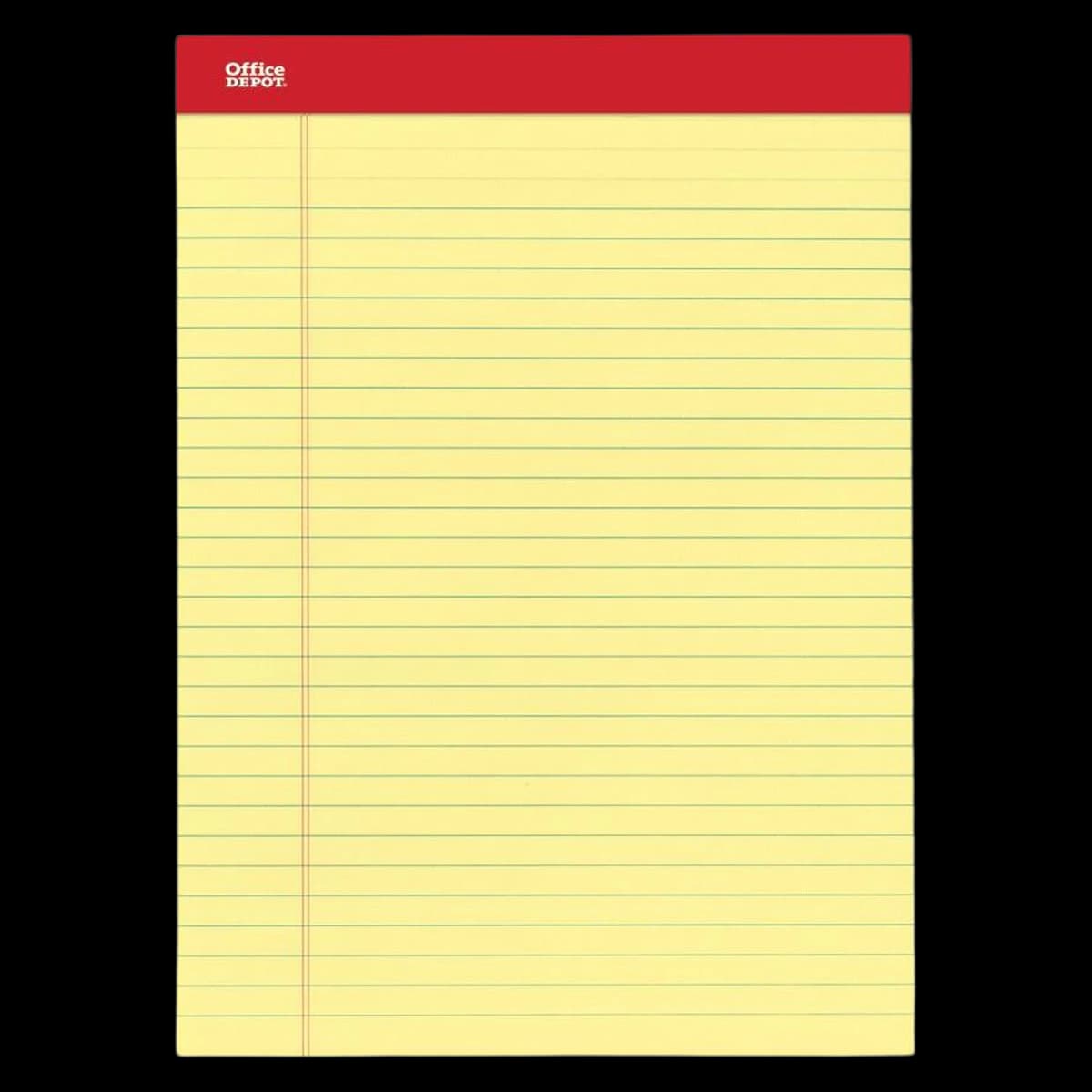 Office Depot Perforated Writing Pad, 8.5 x 11.75 Inches, Canary, 12/Pack - Pad Perf 8.5x11 Od 1 L - Image 1