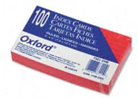 Oxford Color Index Cards, Ruled, 3" x 5", Cherry, 100/Pack - Card Index Ruled 3x5 Chr - Image 1