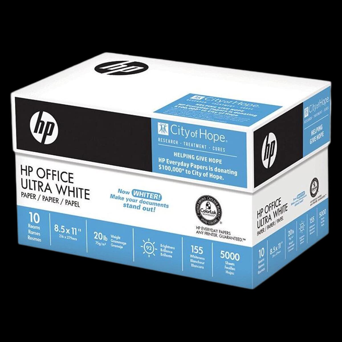 HP Office White Paper, Letter Size, 20 lb, 500 Sheets/Ream, 10 Reams/Case - PAPER,HP OFFICE,LETTER,20 - Image 1