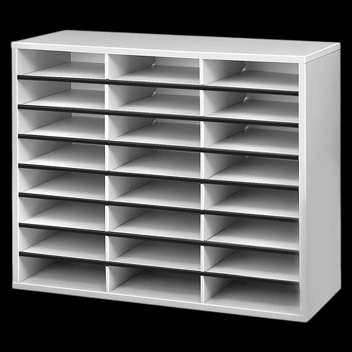 Fellowes Lit Organizer, 24 Compartments, Dove Gray, 1/Package - STORAGE,ORGNZR,LIT,24 COM - Image 1