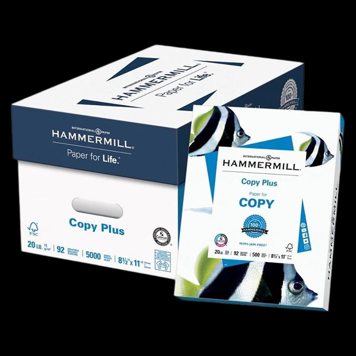 Hammermill Copy Plus Paper, Letter Size (8.5 x 11 in), 20 lb, White, 500 Sheets/Ream, 10 Reams/Case - PAPER,COPY,PLUS,11,20#,W - Image 1