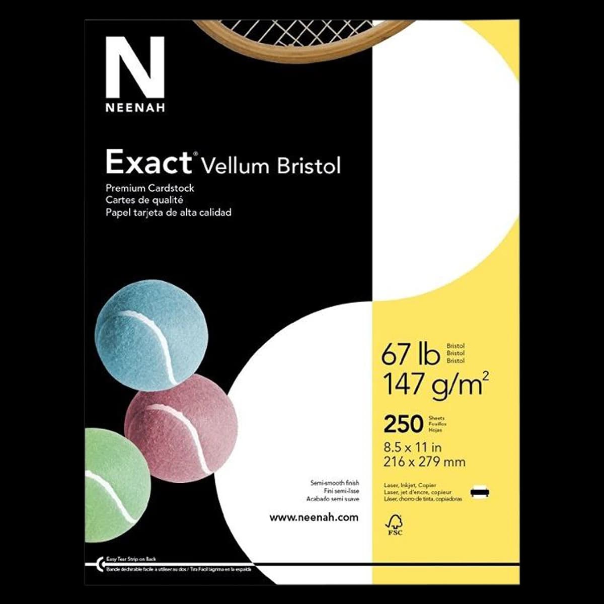 Wausau Papers Exact Vellum Bristol Cover Stock, 8.5 x 11 Inches, White, 250 Sheets/Pack - VLM BRSTL67# 8.5X11 WHITE - Image 1