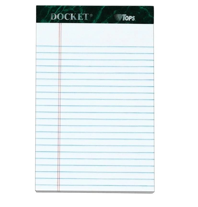 Tops Double Docket Narrow Ruled Pads, 5 x 8 in, 50 Sheets, White, 12/Package - Pad Perf Dkt 5x8 Lgl Whit - Image 1