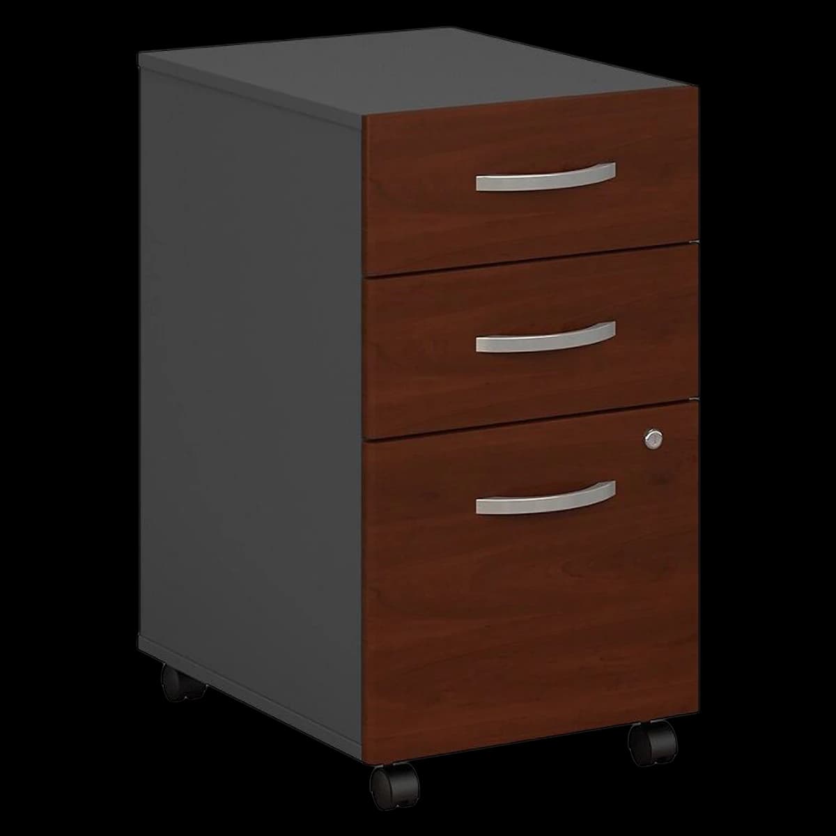 Bush Industries 3-Drawer Mobile Pedestal, Hansen Cherry Finish, 1/Package - COMPONENT,3 DWR MOBILE PE - Image 1
