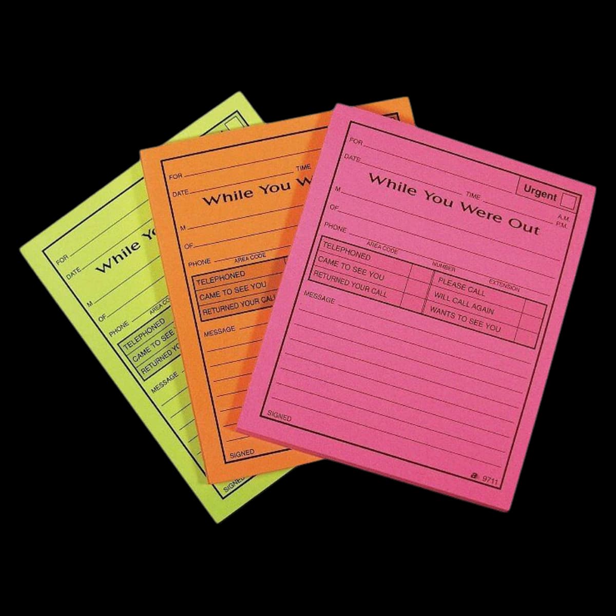 Adams While You Were Out Message Pads, 50 Sheets, Assorted Neon, 6/Pack - Pads While You Were Out N - Image 1