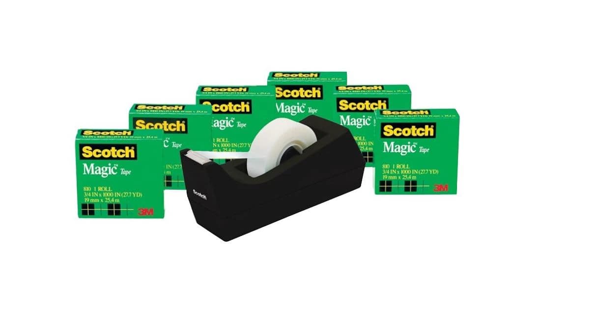 Scotch Magic 810 Clear Tape Value Pack, 3/4 in x 1000 in, 6/Pack - Tape Scotch W/Disp 1000 6 - Image 1