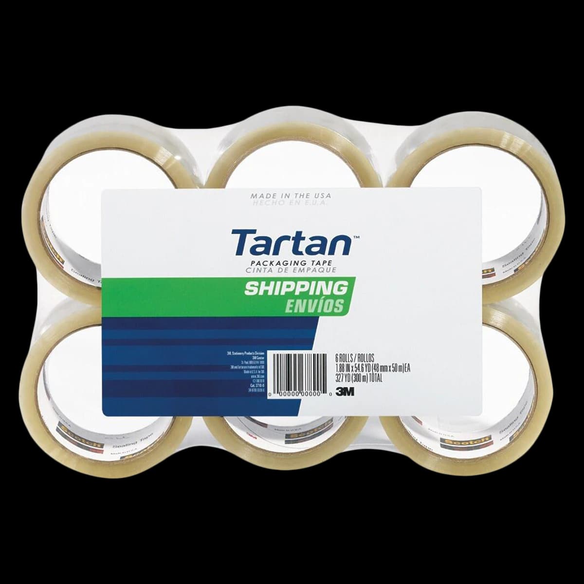 3M Tartan 3710 Packaging Tape, Clear, 1.88 in x 54.6 yd, 3 in Core, 6/Pack - Tape 3710 48mmx50m 6-Pk C - Image 1