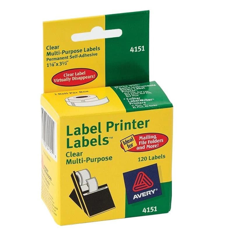 Avery Thermal Address Labels, 1-1/8" x 3-1/2", Clear, 120 per Box - Label For Prsnl Prtr 120/ - Image 1
