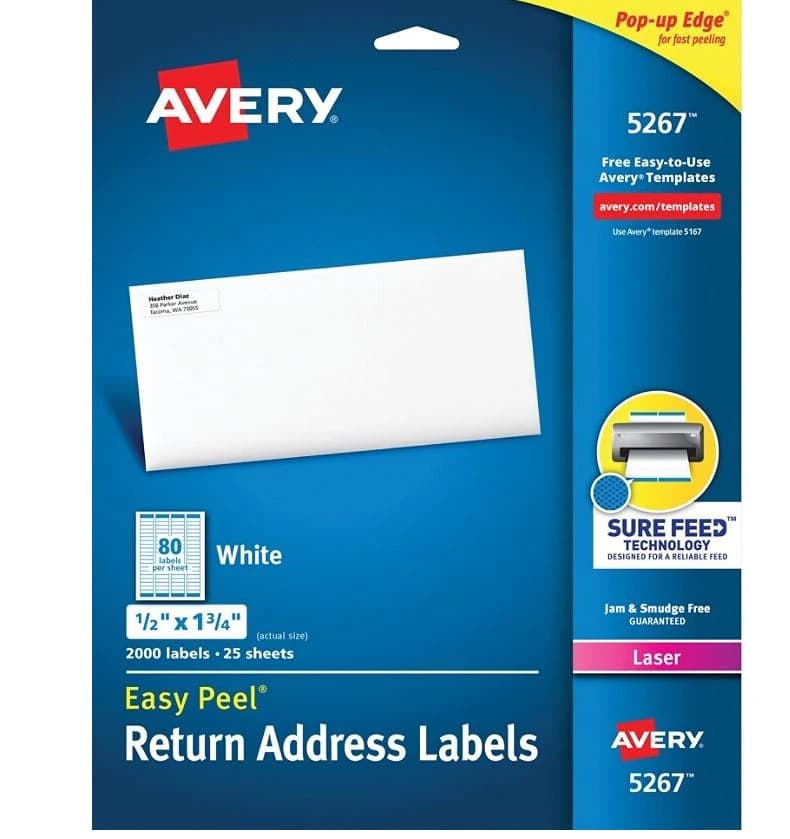 Avery White Laser Return Address Labels, 1/2" x 1 3/4", 2000/Box, 01KEZKNVG00N3W8JQ3T7RRVYF3 - Label Lsr Ret Wht 2000ct - Image 1