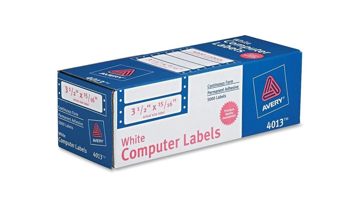 Avery Label Tab F-F Permanent Address Labels, 3.5 x 15/16 in, White, 5000/Box - Label Tab F-F 3.5x15/16 1 - Image 1