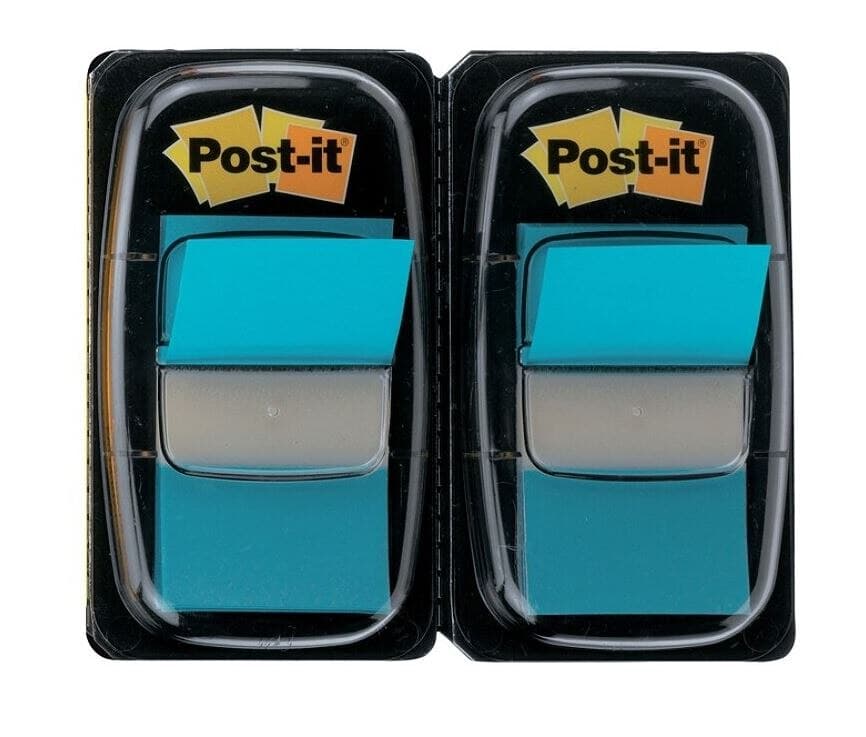 Post-it Flags 1 in x 1 7/10 in Neon Blue, 50 Flags/Pad, 2 Pads/Pack, 2/Package - Flag Tape In Disp Brit Be - Image 1